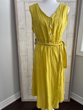 Vanessa Zani | Dresses | Nwt Golden Yellow Vanessa Zani 0 Linen Midi Column  Dress Made In Italy S | Poshmark